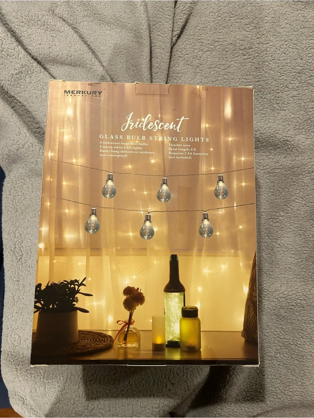 Iridescent Glass Bulb String Lights - Warm Blue Pack of 2